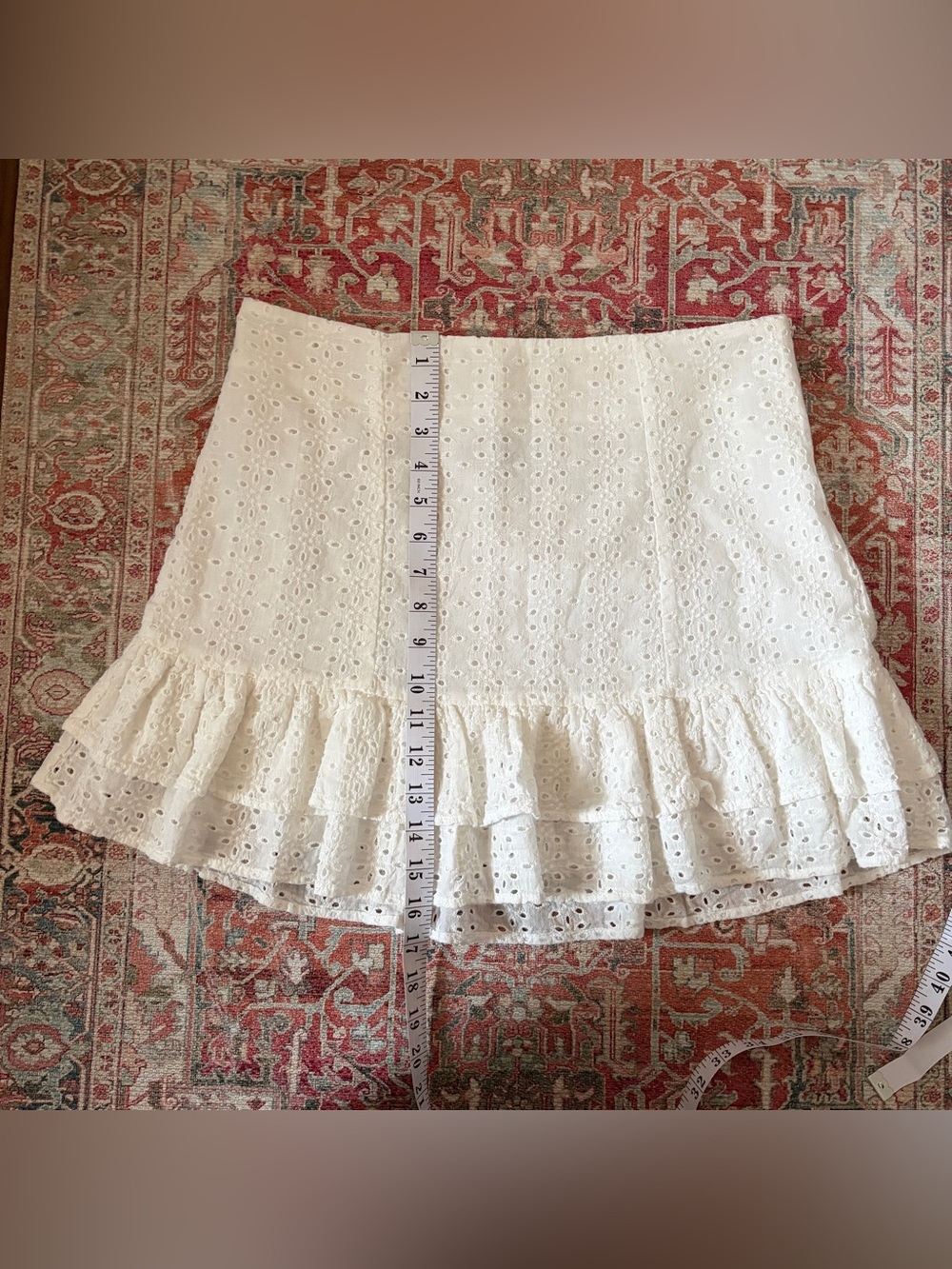 White eyelet lace ruffle mini skirt | coconut girl, y2k summer mini skirt - Picture 5 of 9